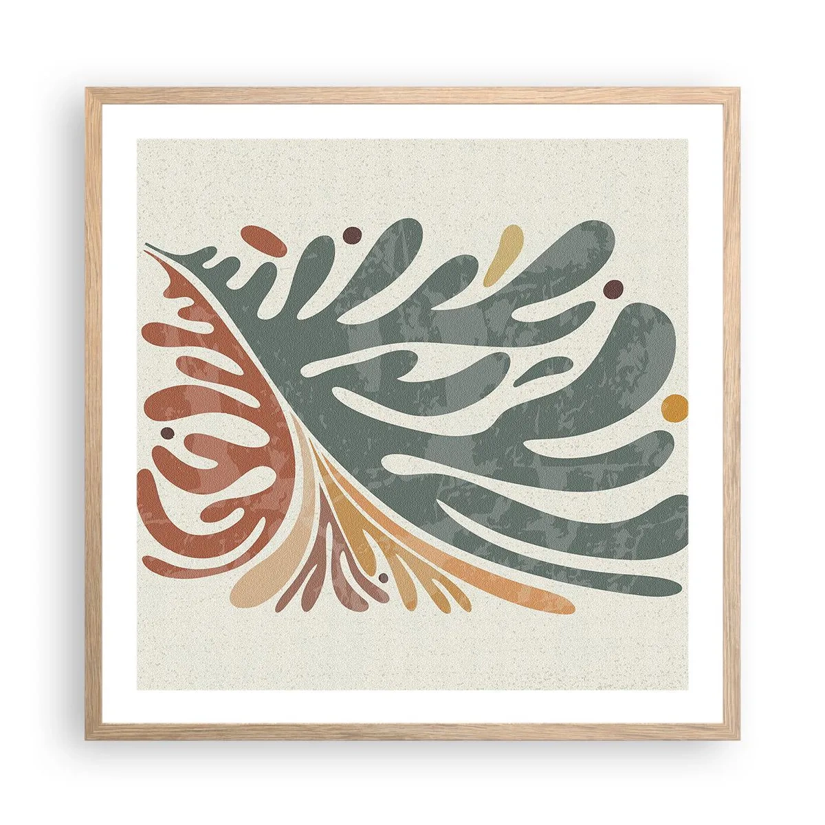 Poster in light oak frame - Multicolour Leaf - 60x60 cm