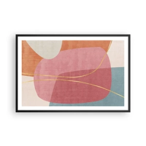Poster in black frame - Pastel Composition with a Golden Note - 91x61 cm