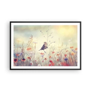 Poster in black frame - Bird Portrait with a Meadow in the Background - 91x61 cm