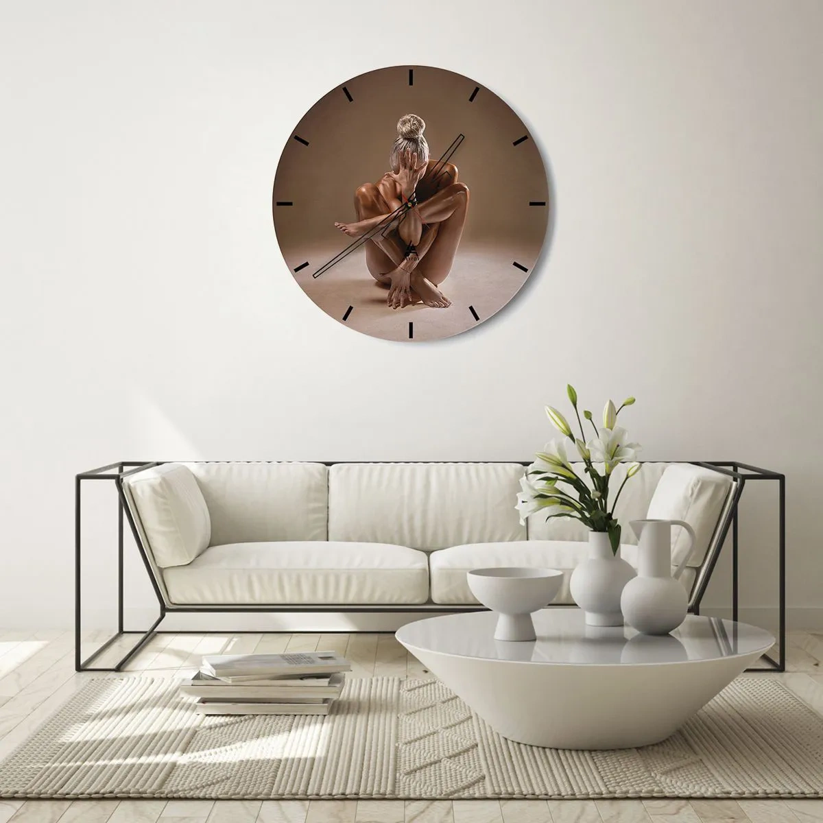 Wall clock - Clock on glass - Unity of Body and Spirit - 30x30 cm