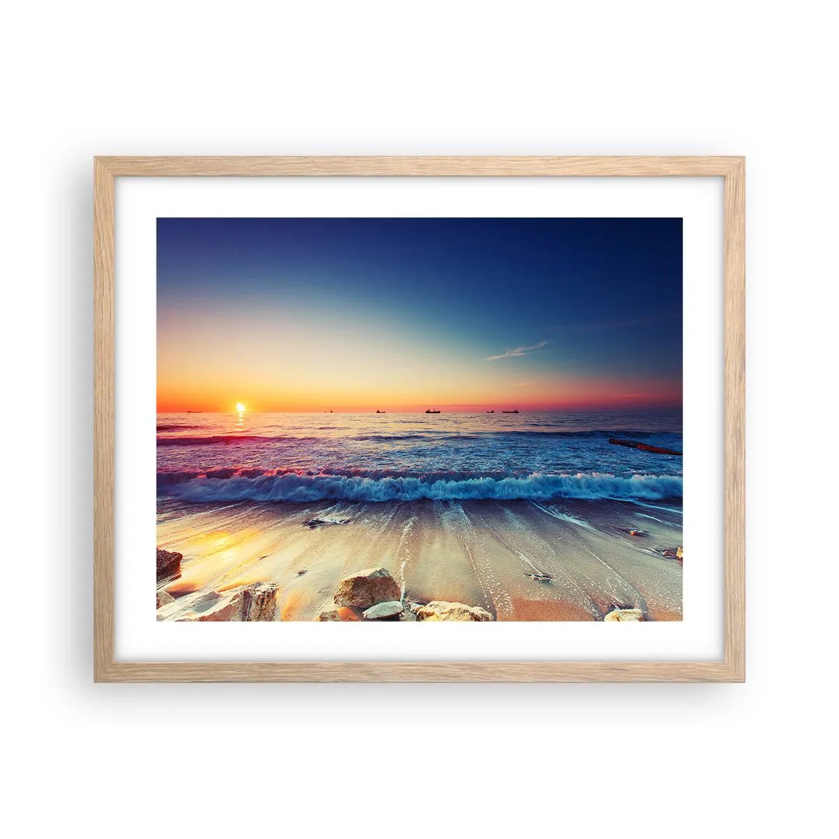 Poster in light oak frame - What Is behind the Horizon? - 50x40 cm
