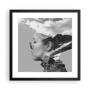 Poster in black frame - Cloudy Portrait - 40x40 cm