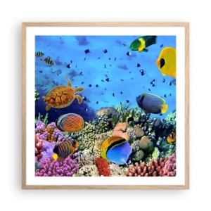 Poster in light oak frame - What Do We Know about Life? - 60x60 cm