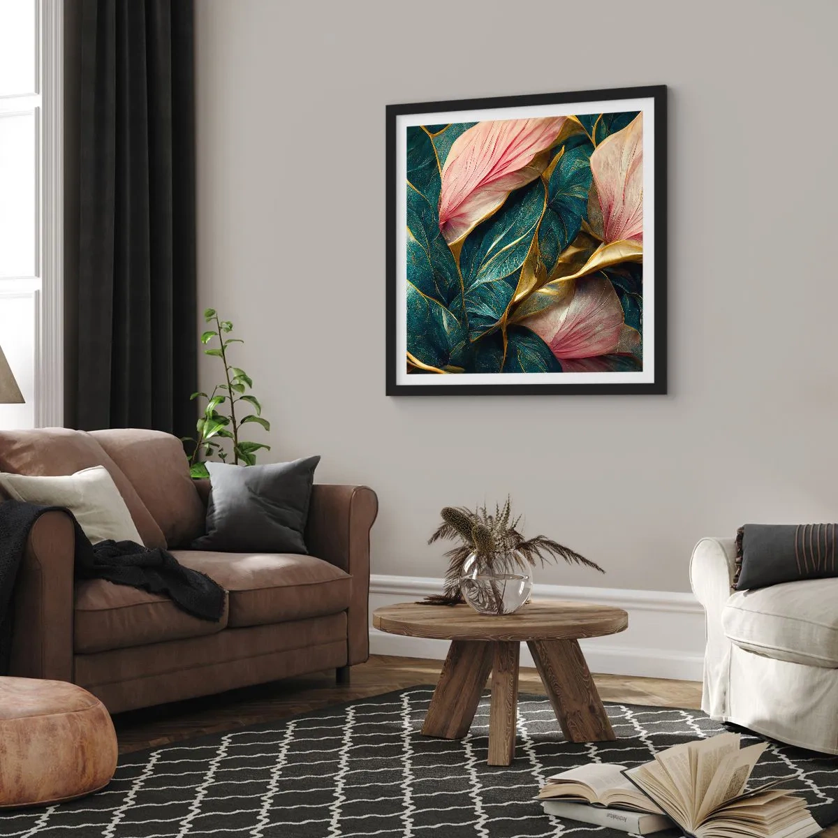 Poster in black frame - Natural Elegance and Style - 50x50 cm