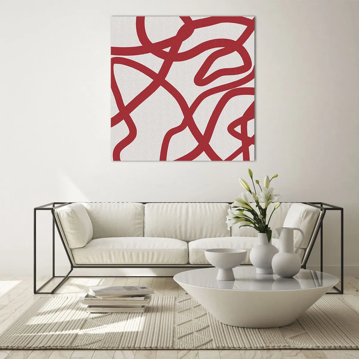 Glass picture - Red on White - 70x70 cm