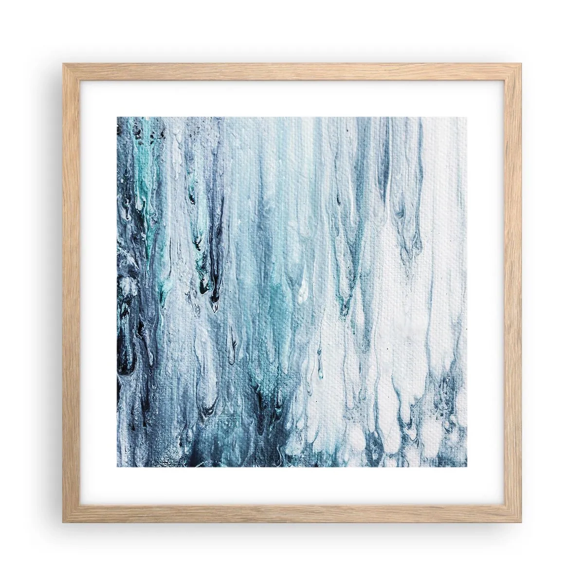 Poster in light oak frame - Blue Icicles - 40x40 cm