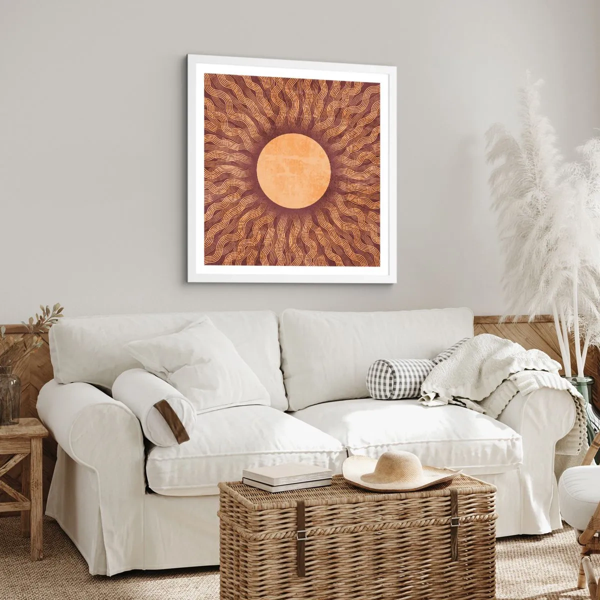 Poster in white frmae - Sun Icon - 60x60 cm