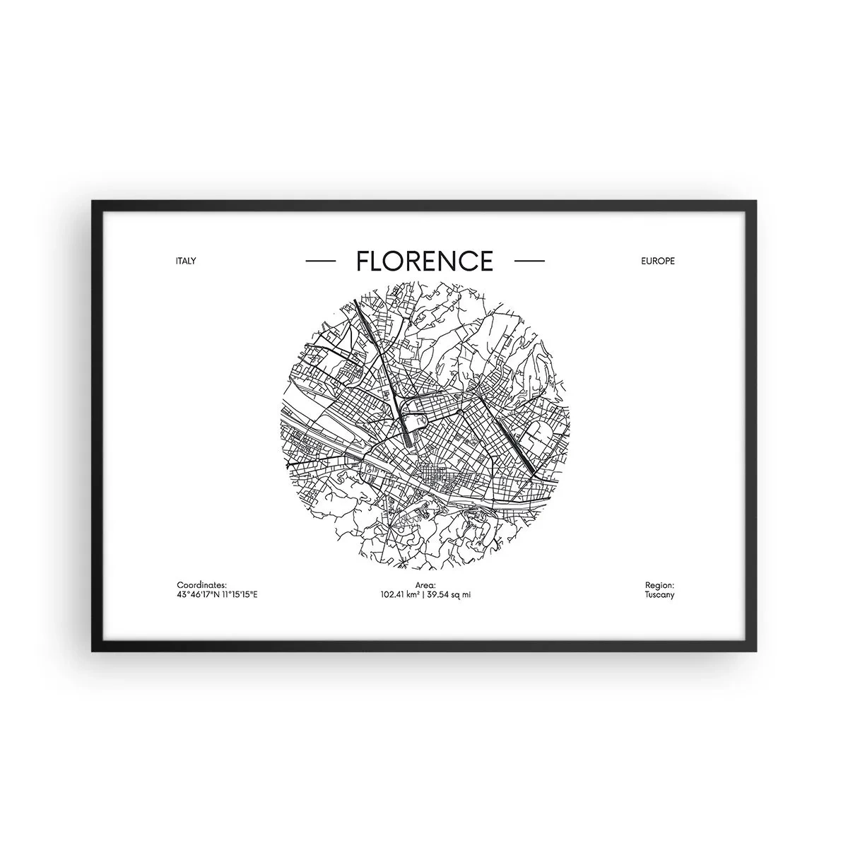 Poster in black frame - Anatomy of Florence - 91x61 cm