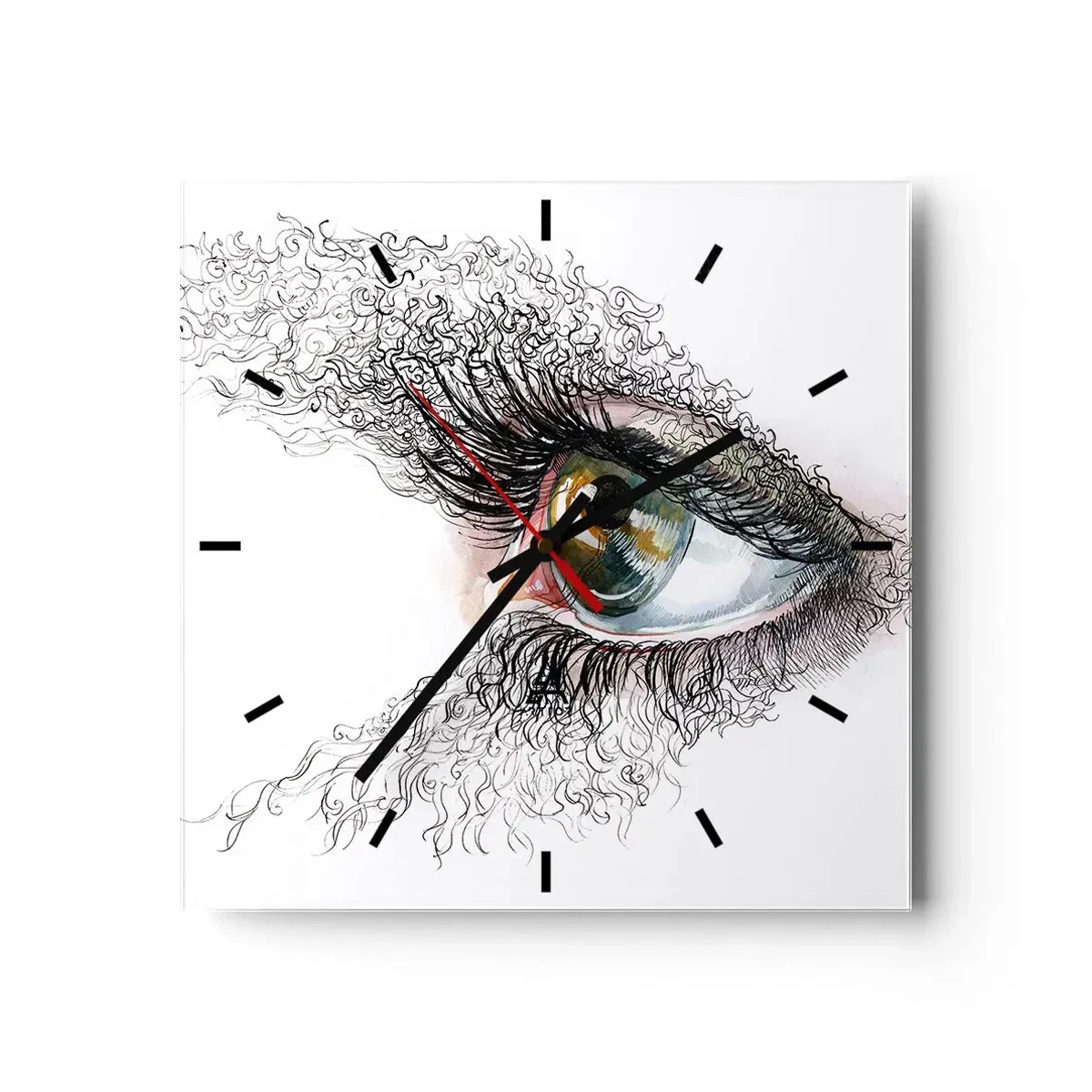 Wall clock - Clock on glass - Look straight into the Soul - 40x40 cm