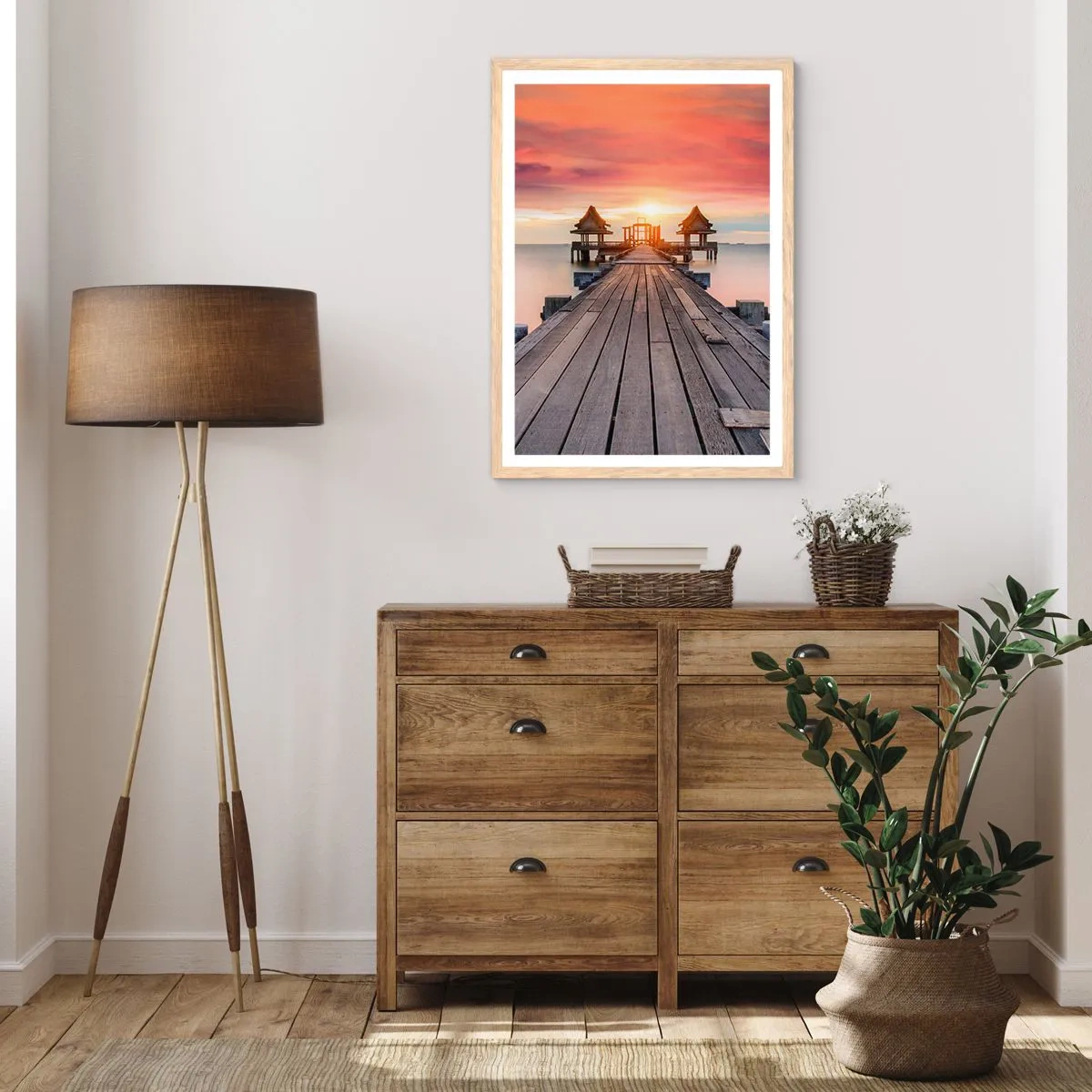 Poster in light oak frame - Sunset on the East - 40x50 cm