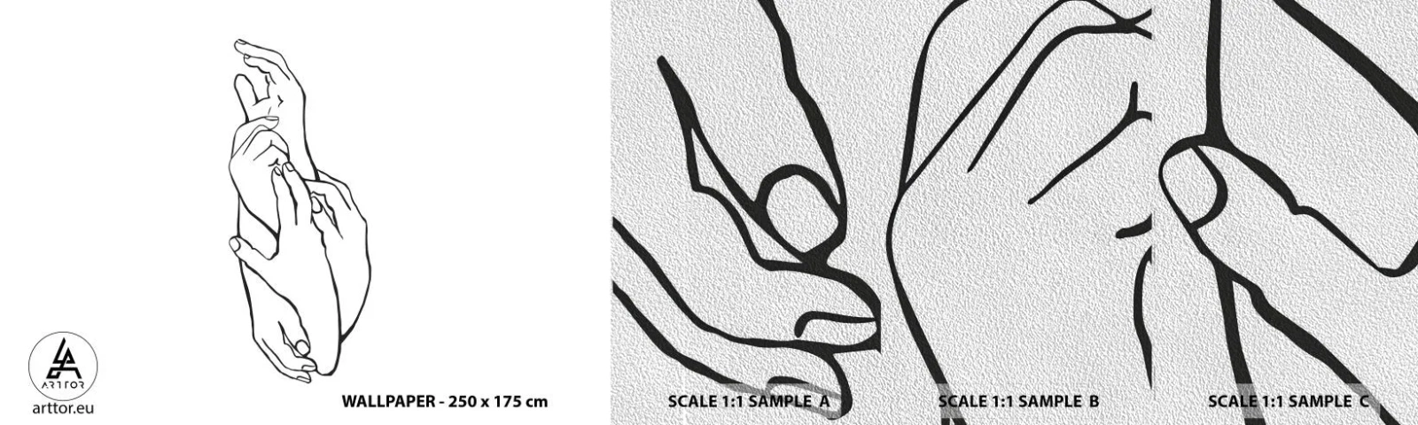 Photo Wallpaper Sample Premium Sand - Good Touch - Hands, Line, Minimalism - 100x30 cm