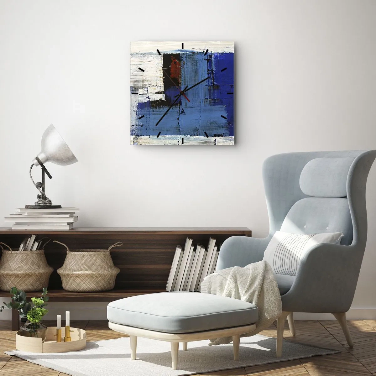 Wall clock - Clock on glass - The Secret of Blue - 30x30 cm