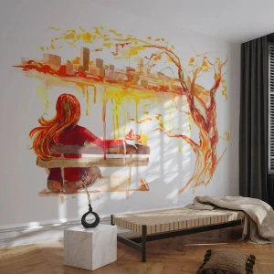 Custom Self-Adhesive Wallpaper Deluxe Sticker - Moment of Reflection - Landscape, City, Architecture