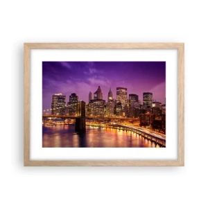 Poster in light oak frame - Violet and Gold Manhattan - 40x30 cm