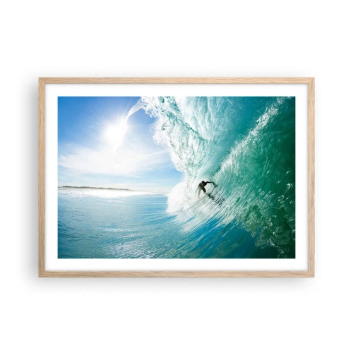 Poster in light oak frame - Riding the Wave - 70x50 cm