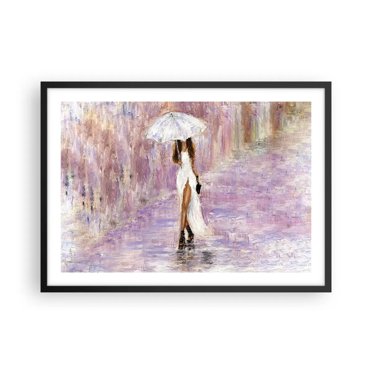 Poster in black frame - In Liliac Rain - 70x50 cm