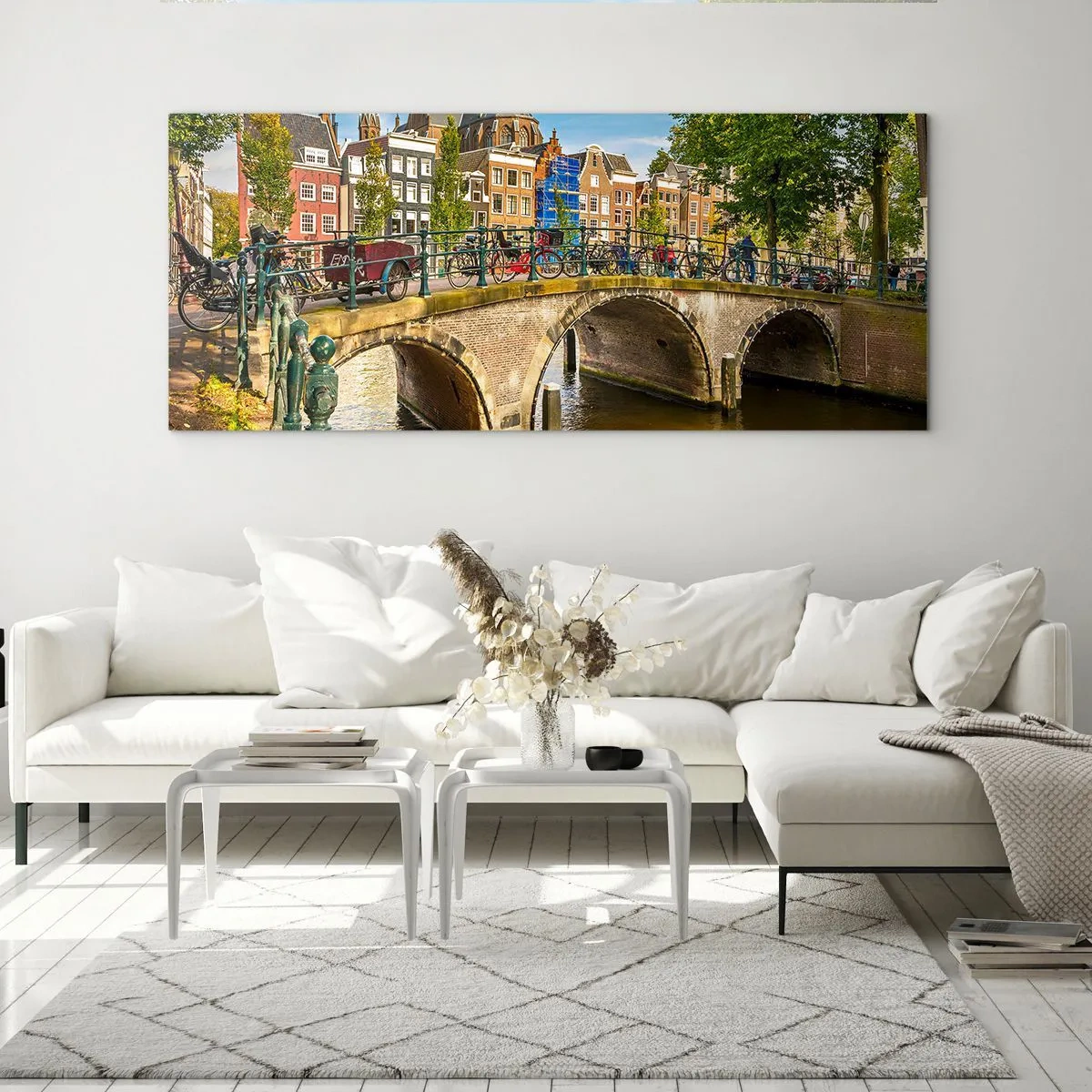 Glass picture - Spring over the Canal - 90x30 cm