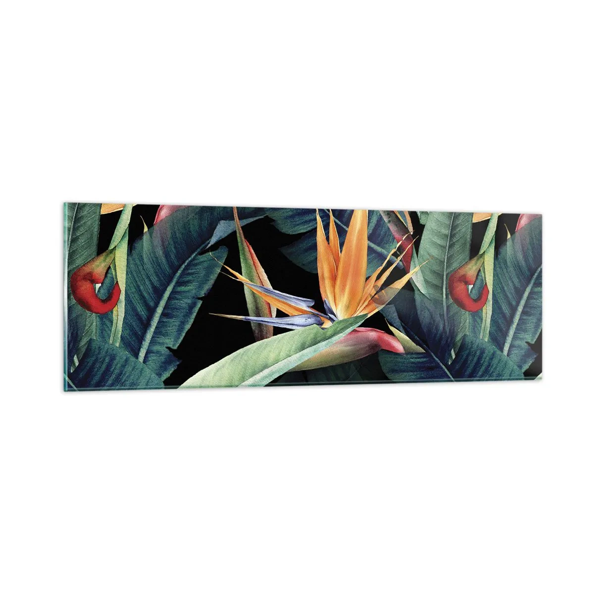 Glass picture - Flaming Flowers of the Tropics - 90x30 cm