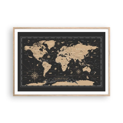 Poster in light oak frame - Borders of My World - 100x70 cm