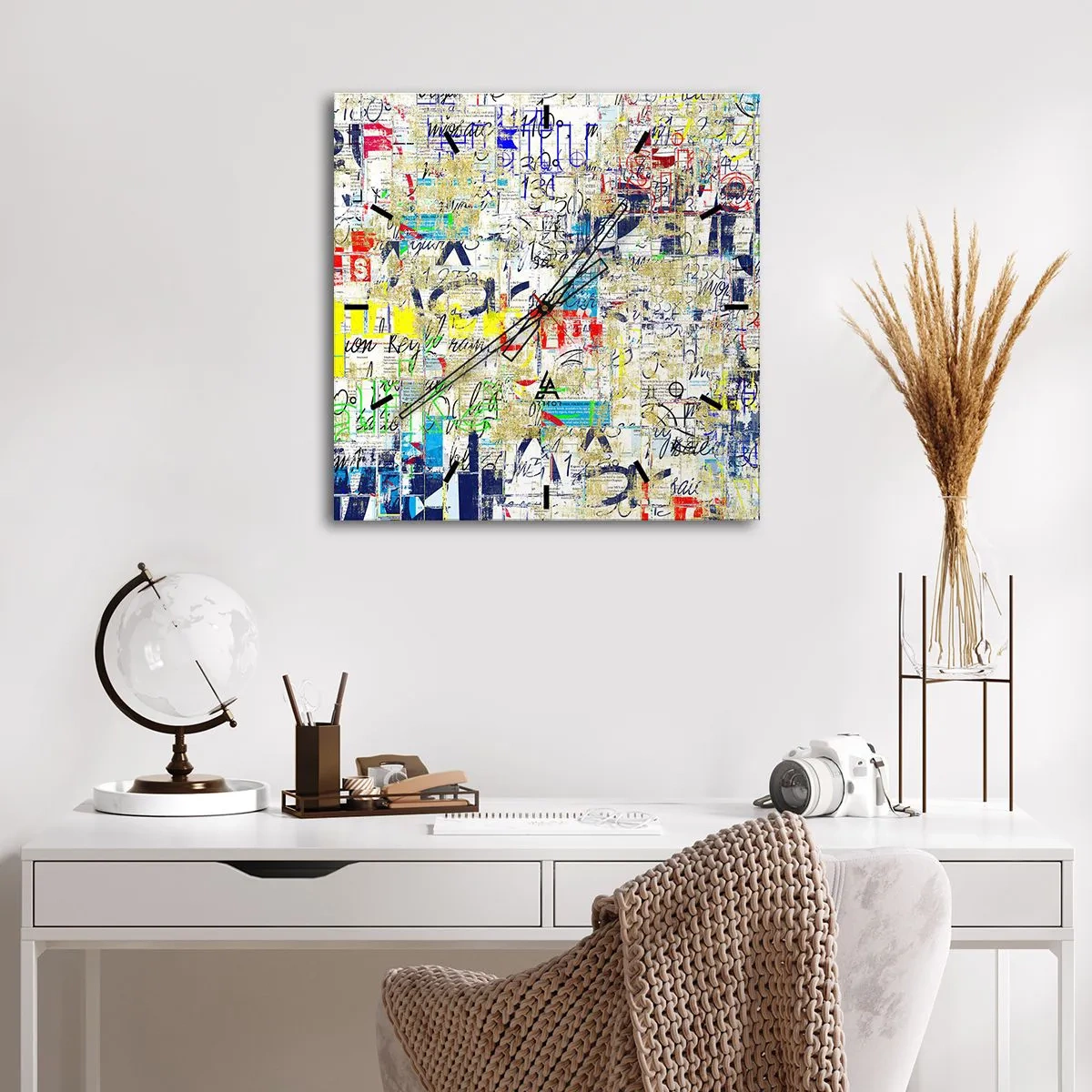 Wall clock - Clock on glass - Feast for the Eyes - 40x40 cm