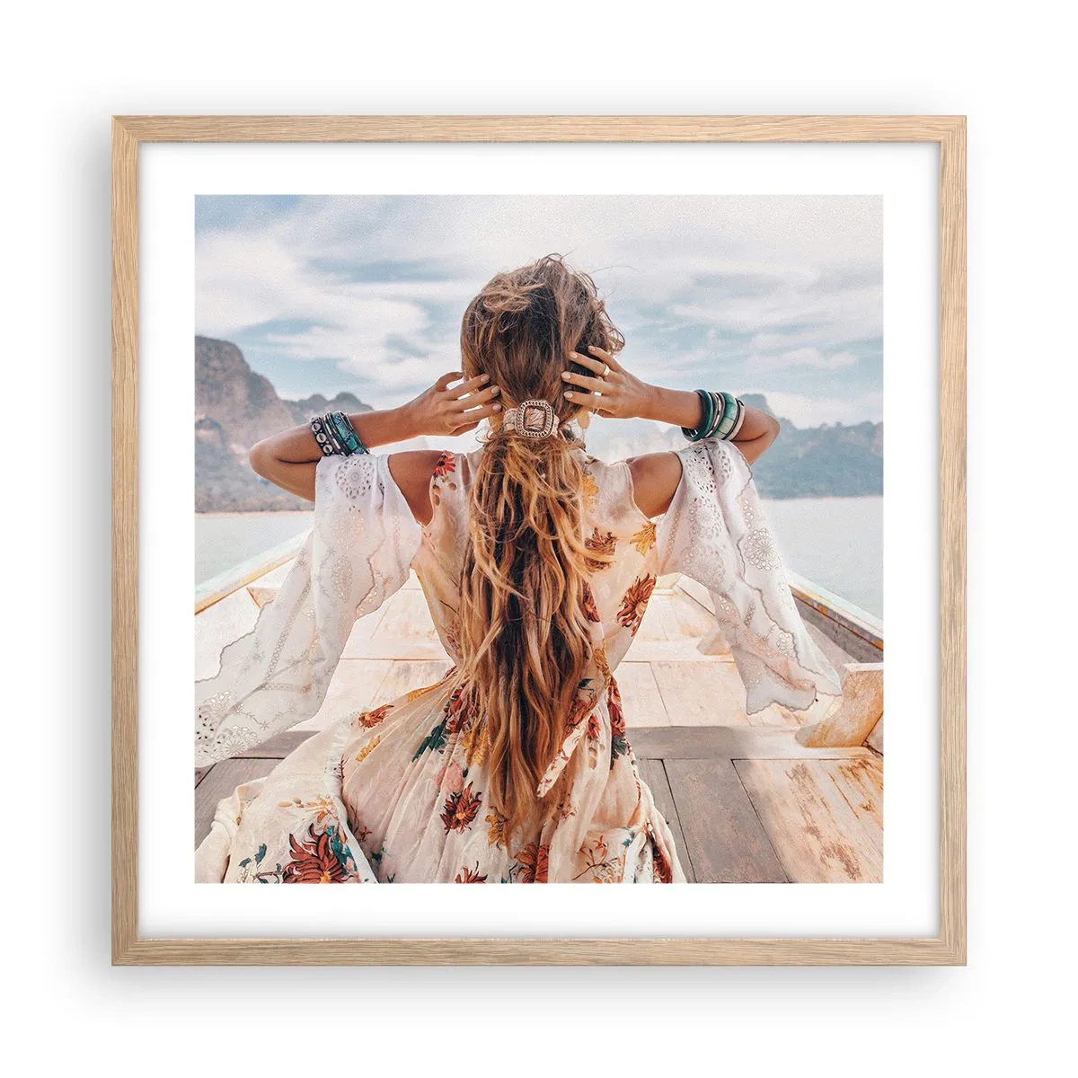 Poster in light oak frame - On the Way to Happiness - 50x50 cm