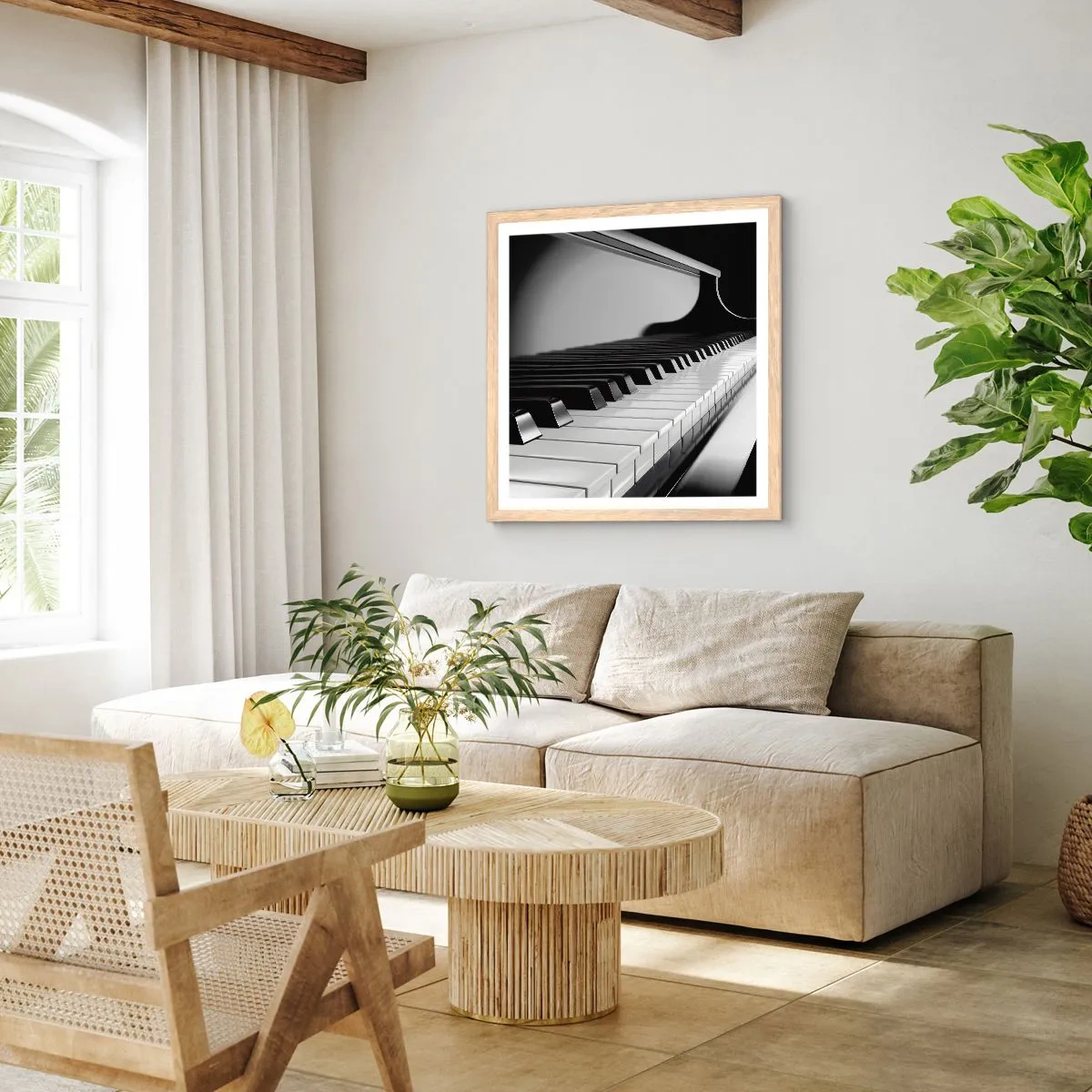 Poster in light oak frame - Harmony of Shapes and Colours - 60x60 cm