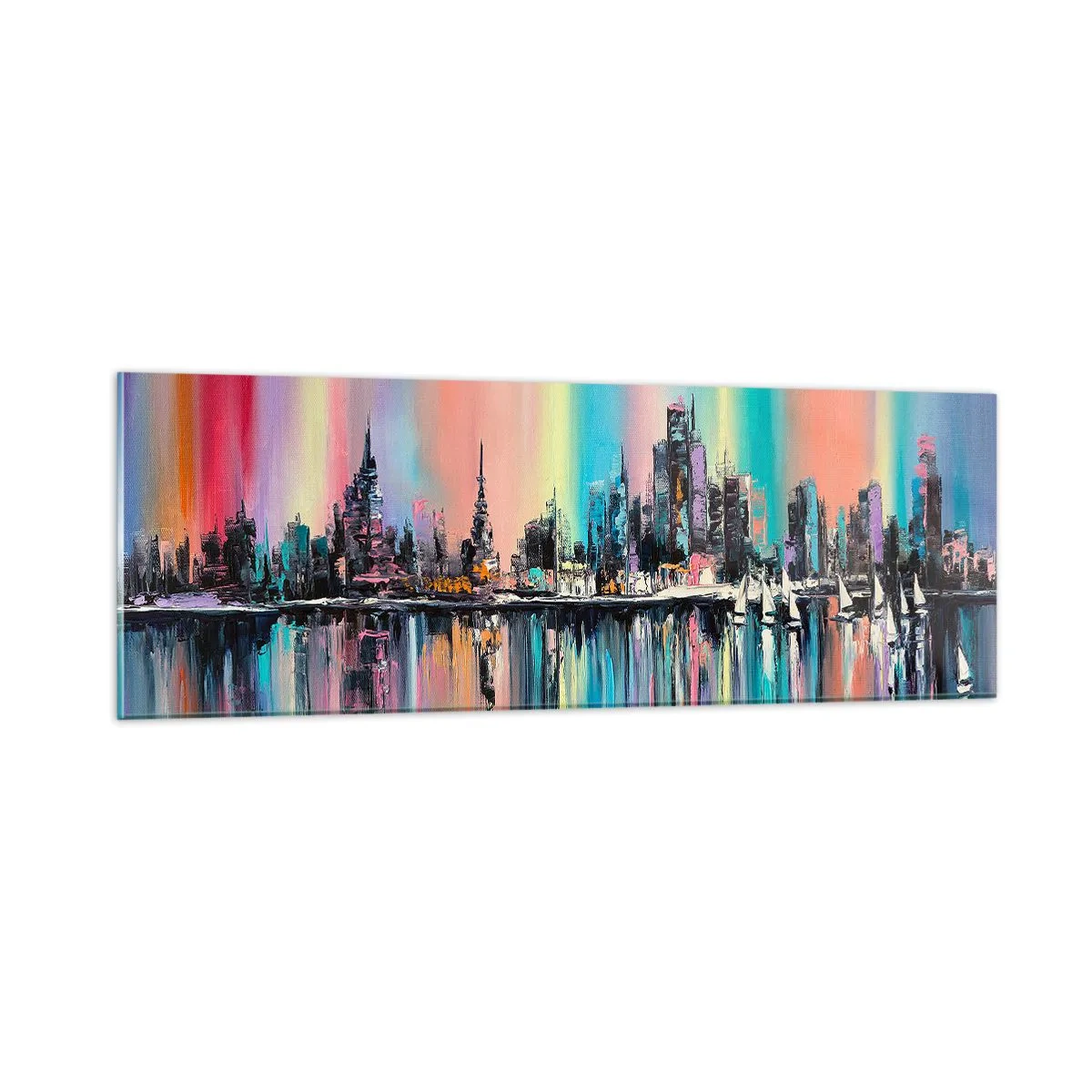 Glass picture - Run down with Night Lights - 90x30 cm