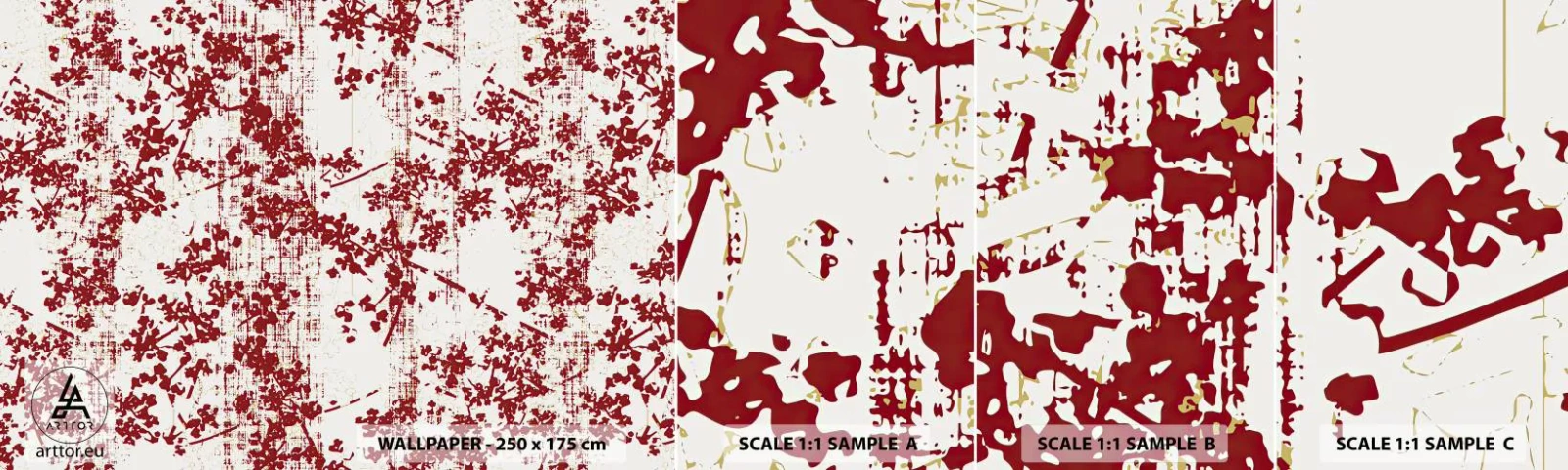 Photo Wallpaper Sample Self-Adhesive Deluxe Sticker - Like Old-fashioned Percale - Aged, Pattern, Flowers - 100x30 cm