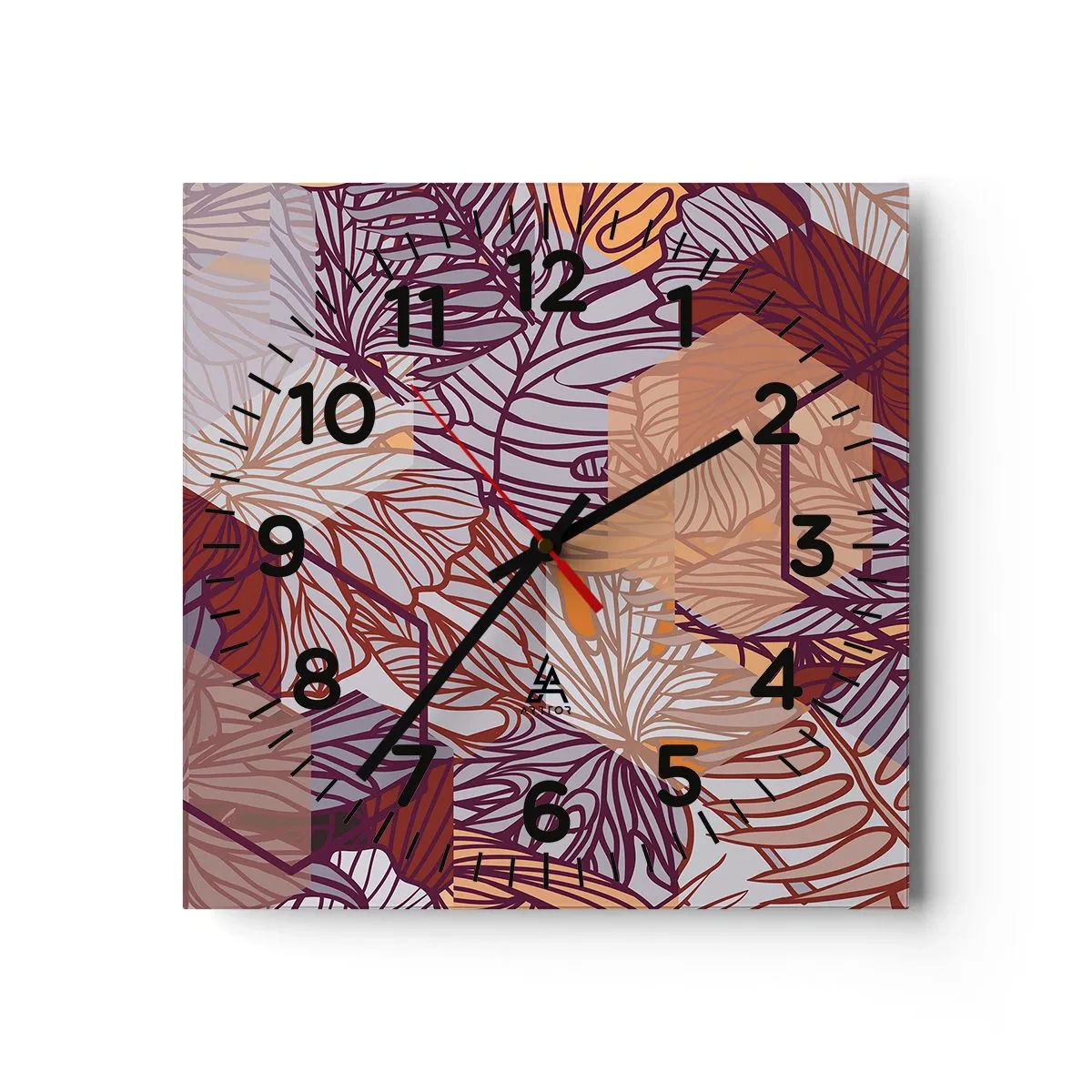 Wall clock - Clock on glass - Impossible Union of Geometry and Nature - 40x40 cm
