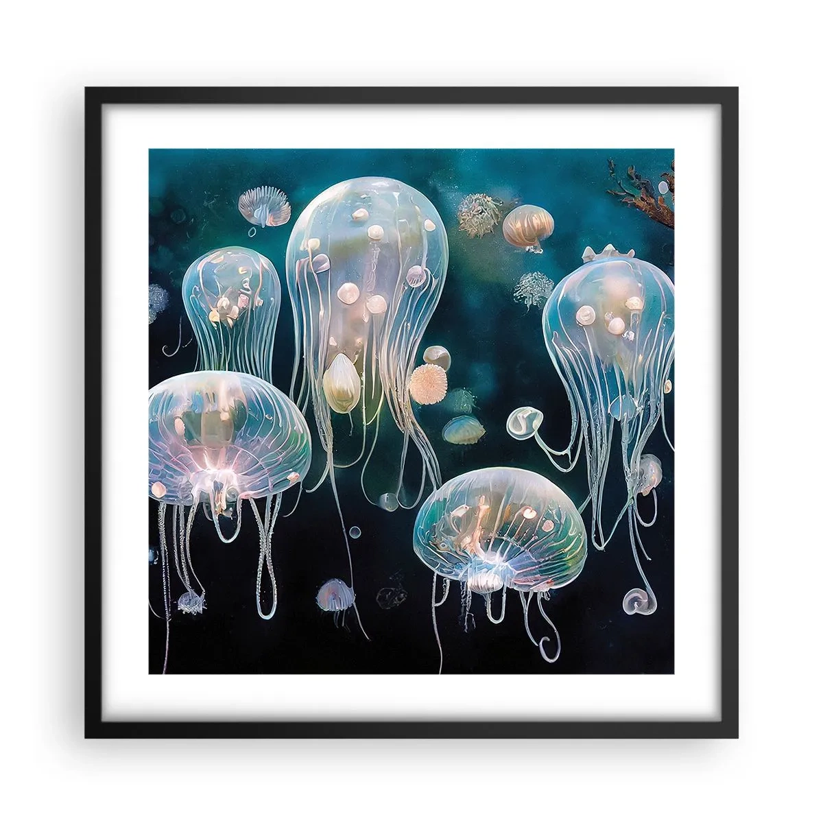 Poster in black frame - Underwater Ball - 50x50 cm