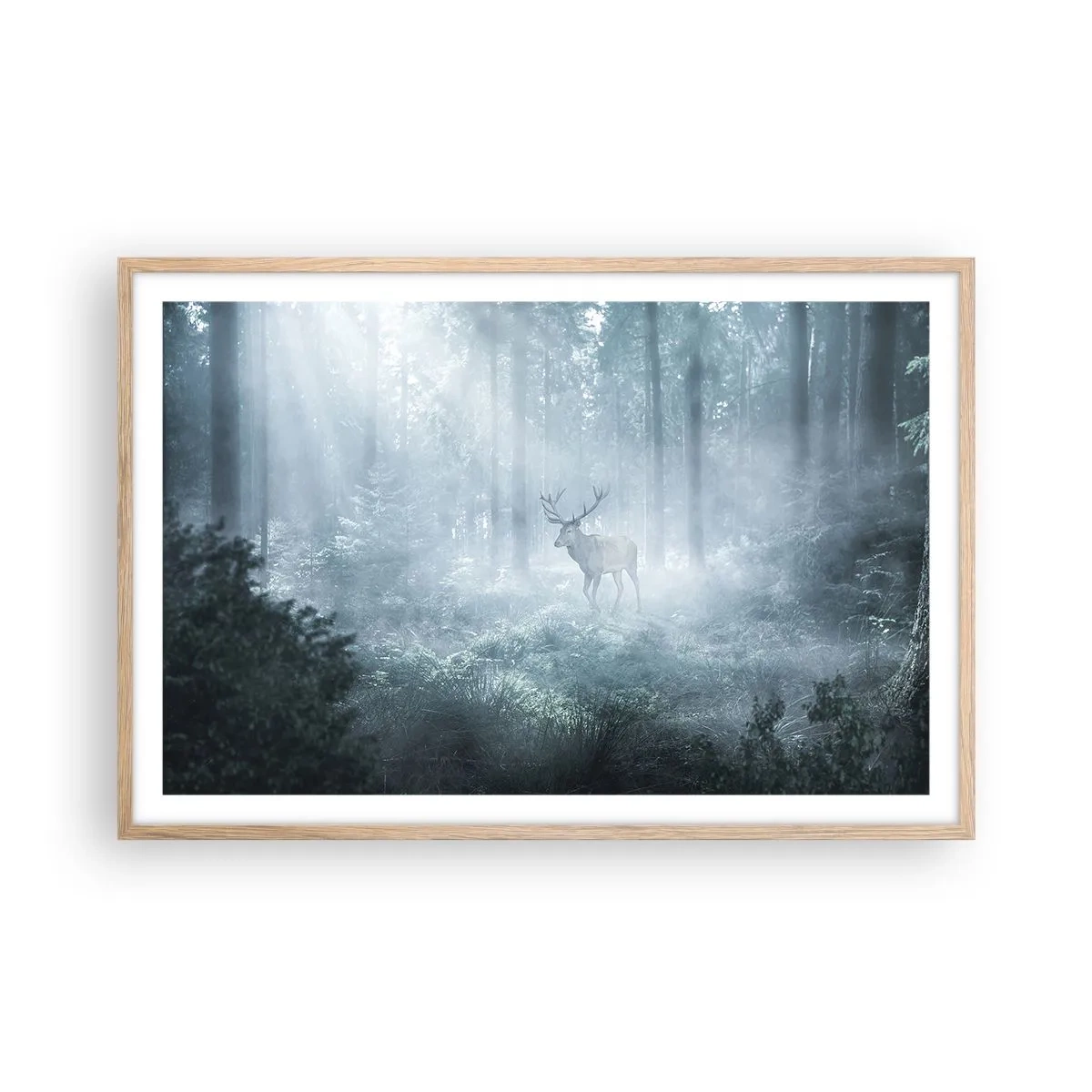 Poster in light oak frame - Morning Round of the Estate - 91x61 cm