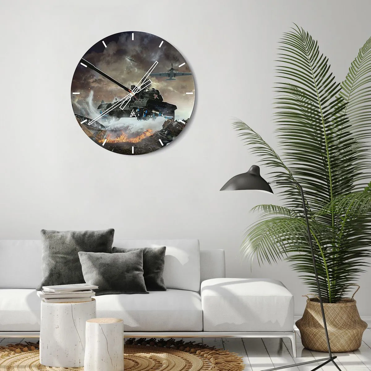 Wall clock - Clock on glass - Battle Is Scary and Beautiful - 40x40 cm