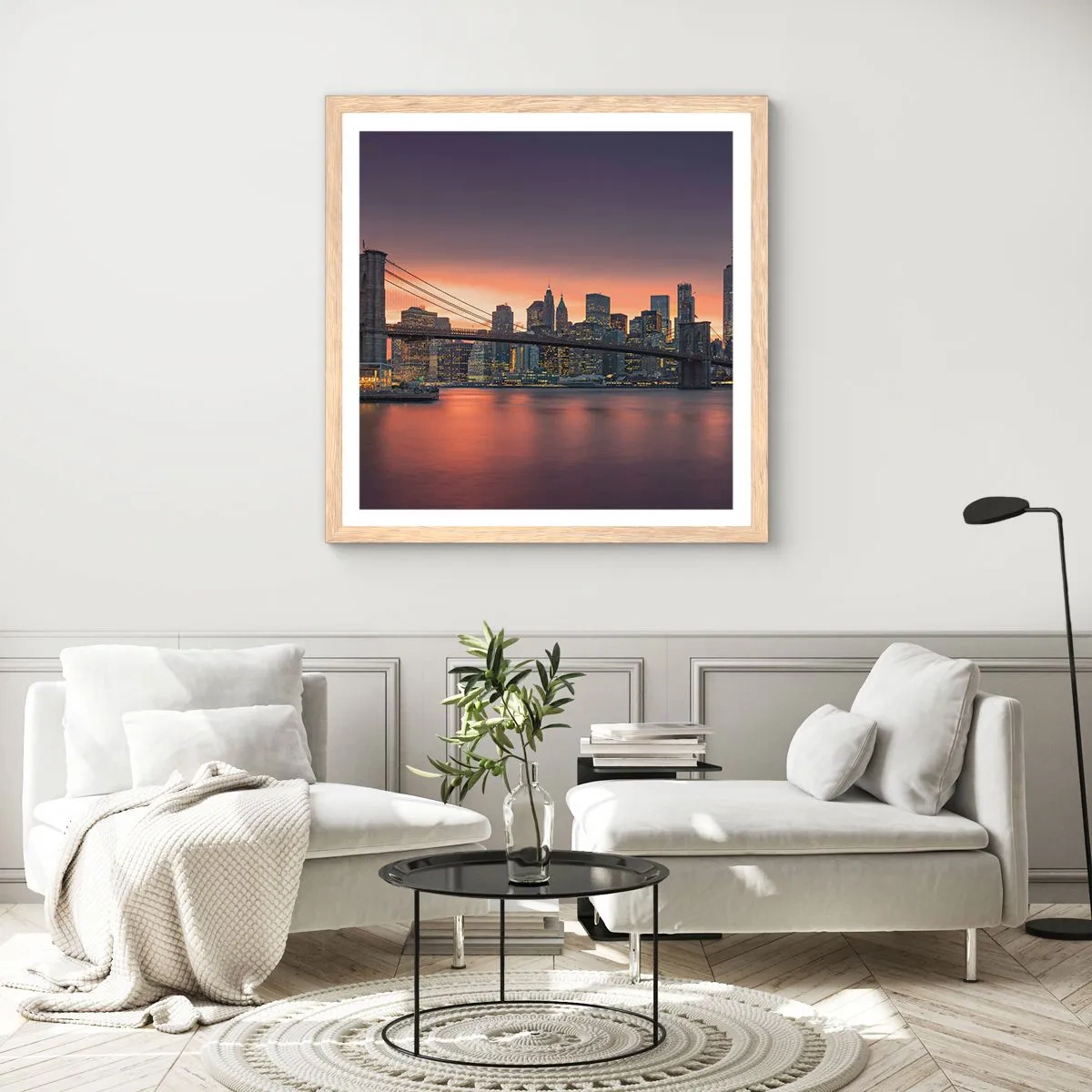 Poster in light oak frame - Submerged in Lilac Silence - 60x60 cm