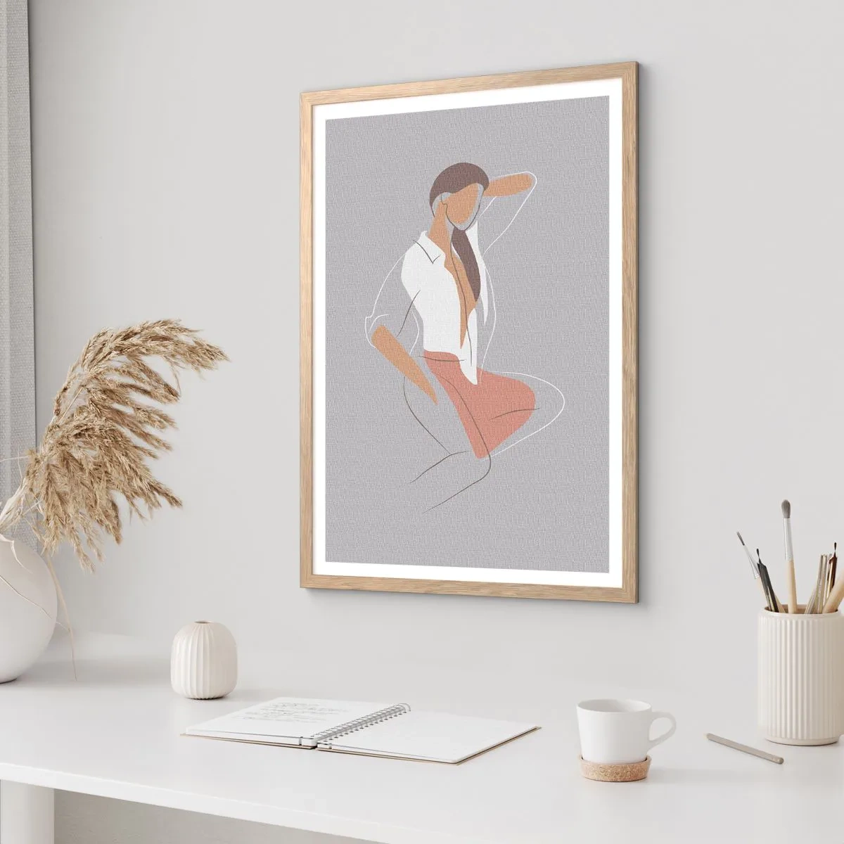 Poster in light oak frame - Outline of Charm - 40x50 cm