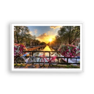 Poster in white frmae - Spring Morning in Amsterdam - 91x61 cm