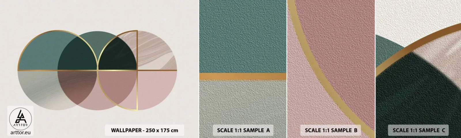 Photo Wallpaper Sample Self-Adhesive Deluxe Sticker - Circle after Circle - Abstraction, Piece, Modern Pattern - 100x30 cm