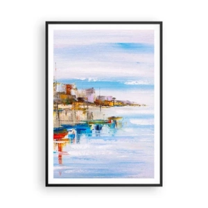 Poster in black frame - Multicolour Town Marina - 70x100 cm