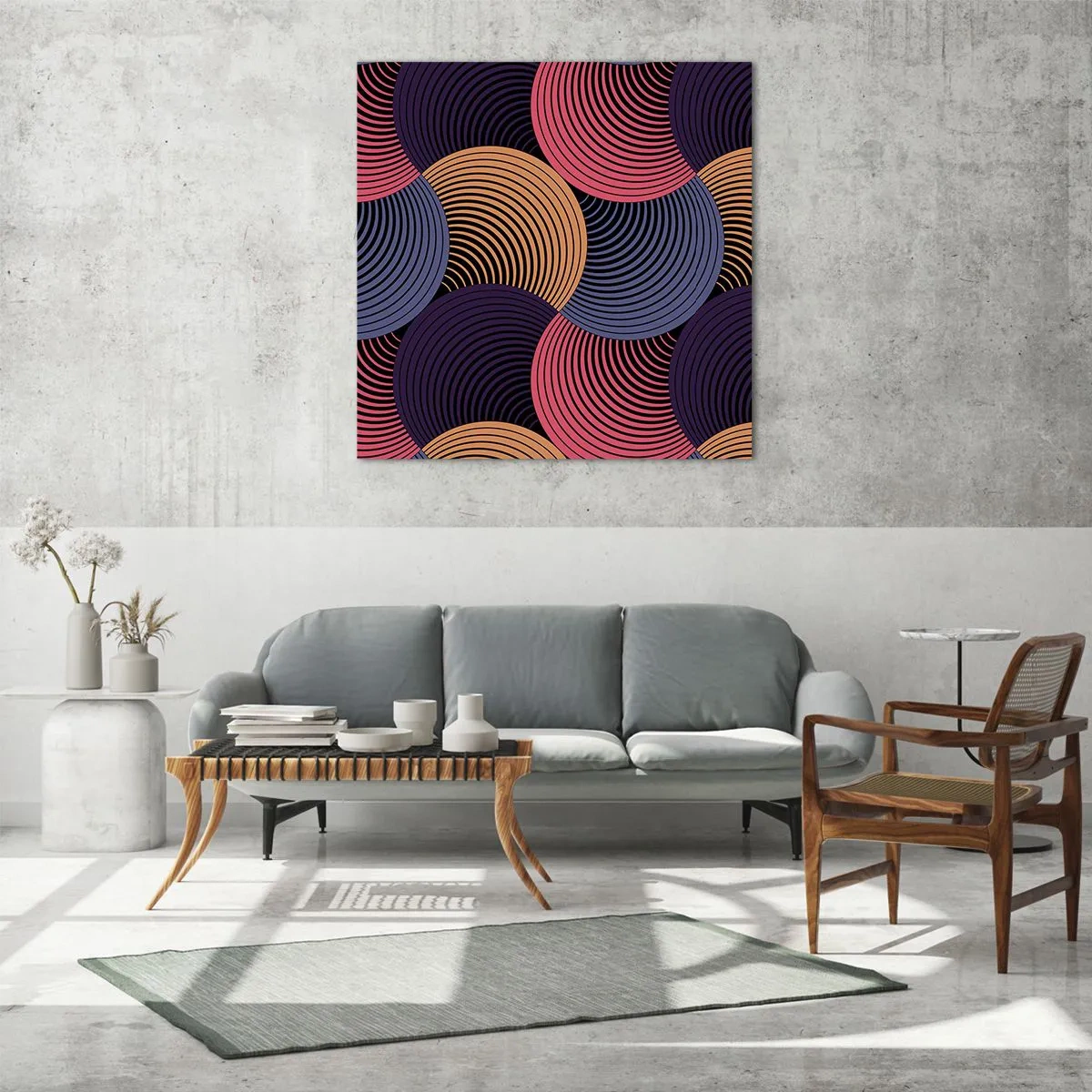 Glass picture - In a Circular Rhythm - 70x70 cm