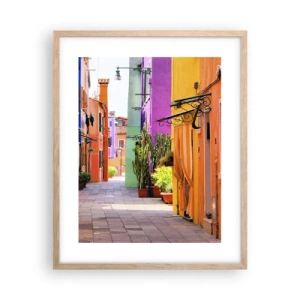 Poster in light oak frame - Rainbow Alley - 40x50 cm