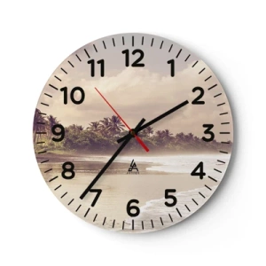 Wall clock - Clock on glass - Caress of the Waves - 30x30 cm