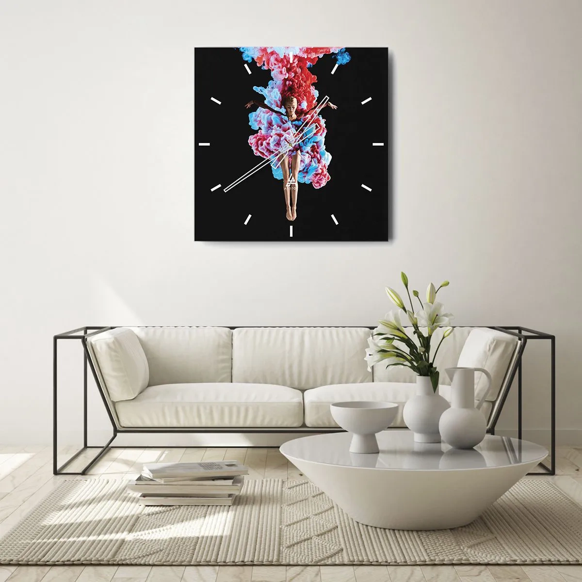 Wall clock - Clock on glass - In Full Bloom - 30x30 cm