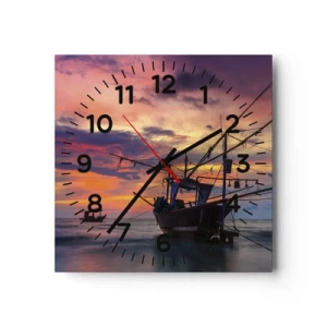 Wall clock - Clock on glass - Exotic Evening - 30x30 cm