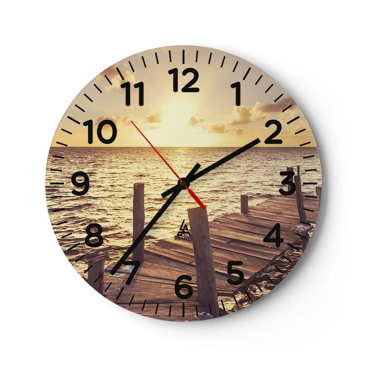 Wall clock - Clock on glass - Golden Land of Tranquility - 30x30 cm