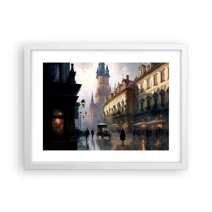 Poster in white frmae - Charm of Evening in Prague - 40x30 cm