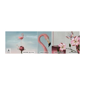 Photo Wallpaper Sample Premium Sand - Allegory of a Basketball - Abstraction, Flamingo, Bird - 100x30 cm