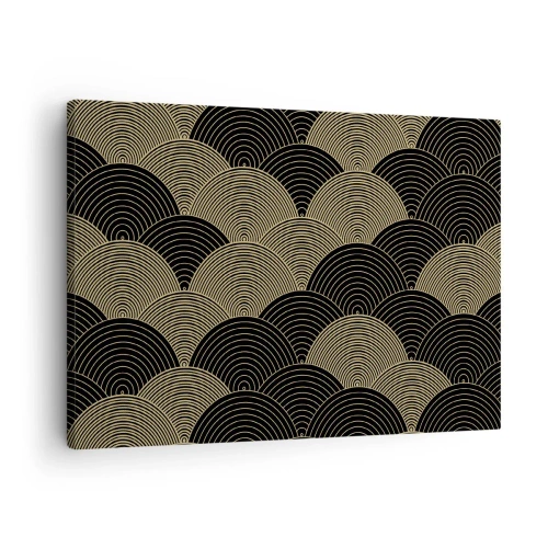 Canvas picture - Art Deco pattern with semi-circles and gold lines - 70x50cm - Unity in Multitude - Modern wall decoration for the living room and bedroom ARTTOR