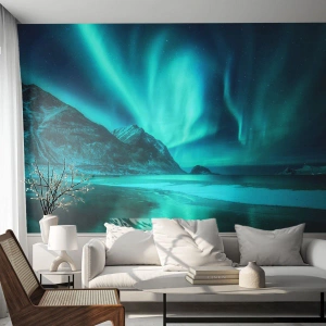 Photo Wallpaper Premium Sand - Miracles of the North - Landscape, North Pole, Northern lights - 100x70 cm