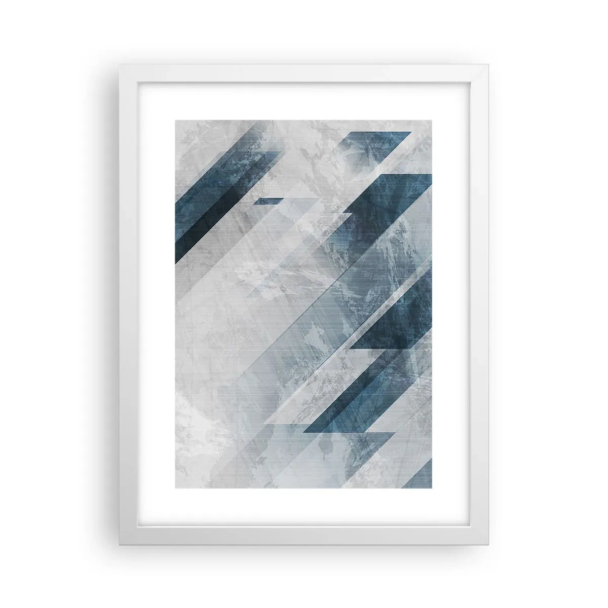 Poster in white frmae - Spacial Composition - Movement of Greys - 30x40 cm