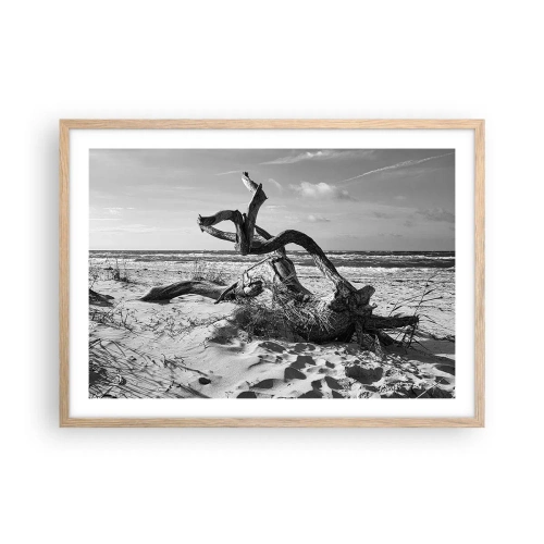 Poster in light oak frame - Seaside Sculpture - 70x50 cm