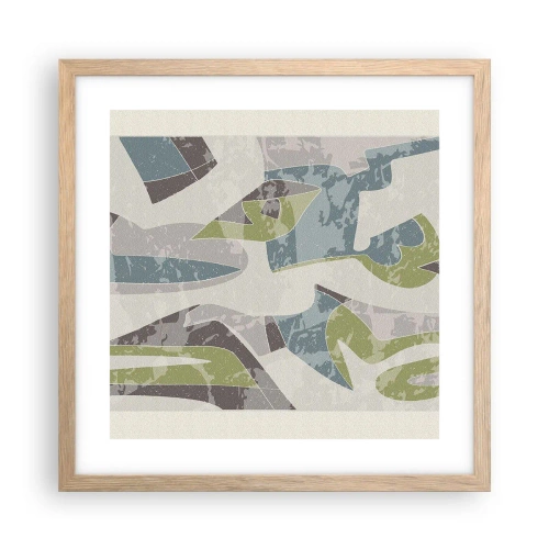 Poster in light oak frame - Composition with Window Pane - 40x40 cm